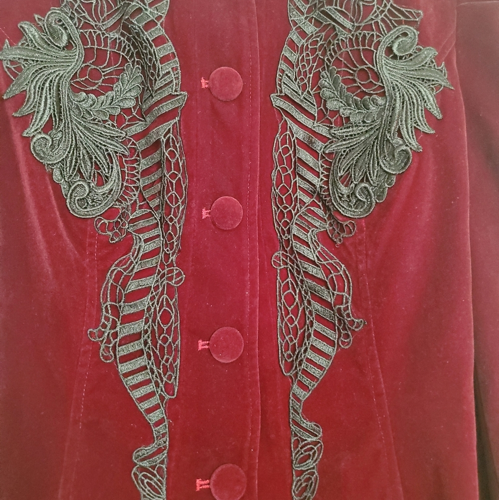 *NWT* PunkRave Elegant Burgundy Velvet Victorian Coat - Picture 6 of 16